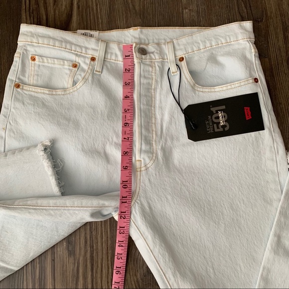 Levi's NEW 501 High Waist Skinny Light Wash Raw Hem Jeans - Picture 9 of 16